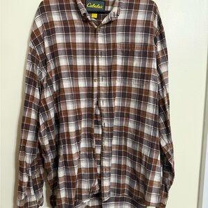 Cabela's Brown and White Checkered Shirt